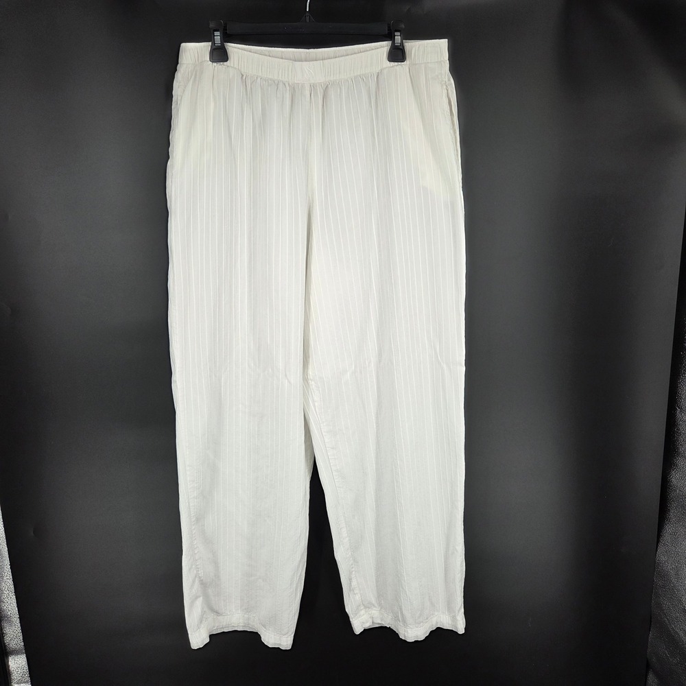 Victorias Secret White Striped Pajama Pants Womens XL Modal Cotton Lounge Pocket
